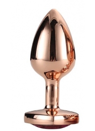 Золотистая анальная втулка с кристаллом-сердечком розового цвета - 7,1 см. - Dream Toys - купить с доставкой в Нижнекамске