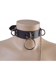 Черный кожаный ошейник Big Ring - Sitabella - купить с доставкой в Нижнекамске