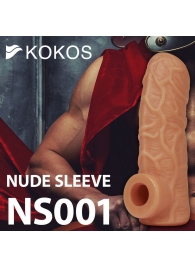 Телесная открытая насадка-реалистик с подхватом мошонки Nude Sleeve L - 14 см. - KOKOS - в Нижнекамске купить с доставкой