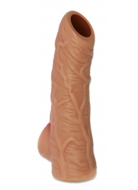 Телесная открытая насадка-реалистик с подхватом мошонки Nude Sleeve L - 14 см. - KOKOS - в Нижнекамске купить с доставкой