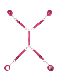 Ярко-розовый набор фиксаций на кровати Classic Bed Spreader - Lux Fetish - купить с доставкой в Нижнекамске