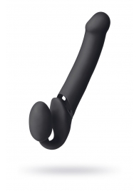 Черный безремневой вибрострапон Vibrating Bendable Strap-On L - Strap-on-me - купить с доставкой в Нижнекамске