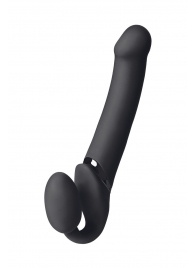 Черный безремневой вибрострапон Vibrating Bendable Strap-On L - Strap-on-me - купить с доставкой в Нижнекамске