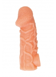 Телесная закрытая насадка с венками Cock Sleeve Size L - 17,6 см. - KOKOS - в Нижнекамске купить с доставкой