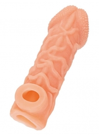 Телесная закрытая насадка с венками Cock Sleeve Size L - 17,6 см. - KOKOS - в Нижнекамске купить с доставкой