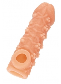 Телесная закрытая насадка с пучками шишечек Cock Sleeve Size L - 17,6 см. - KOKOS - в Нижнекамске купить с доставкой