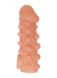 Телесная закрытая насадка с шариками Cock Sleeve Size M - 15,6 см. - KOKOS - в Нижнекамске купить с доставкой