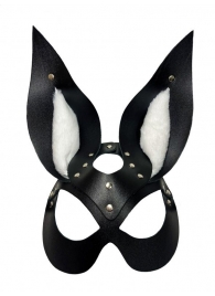 Черная маска зайки с белым мехом на ушках Miss Bunny - БДСМ Арсенал - купить с доставкой в Нижнекамске
