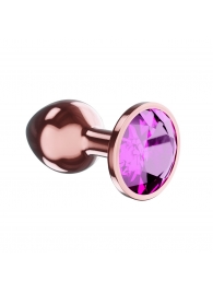 Пробка цвета розового золота с лиловым кристаллом Diamond Quartz Shine L - 8,3 см. - Lola Games - купить с доставкой в Нижнекамске