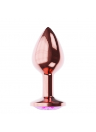 Пробка цвета розового золота с лиловым кристаллом Diamond Quartz Shine L - 8,3 см. - Lola Games - купить с доставкой в Нижнекамске