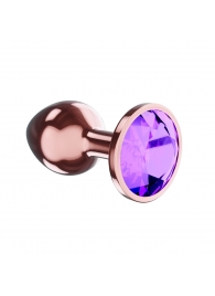 Пробка цвета розового золота с фиолетовым кристаллом Diamond Amethyst Shine L - 8,3 см. - Lola Games - купить с доставкой в Нижнекамске