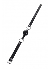 Черный кляп-шар на кожаных ремешках Anonymo - ToyFa - купить с доставкой в Нижнекамске