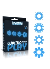 Набор из 4 голубых, светящихся в темноте эрекционных колец Lumino Play - Lovetoy - в Нижнекамске купить с доставкой