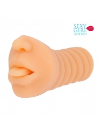 Телесный мастурбатор-ротик с высунутым язычком - Bior toys - в Нижнекамске купить с доставкой