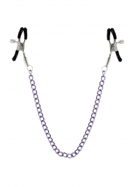 Зажимы для сосков с фиолетовой цепочкой Sweet Caress Nipple Chain - Sweet Caress - купить с доставкой в Нижнекамске
