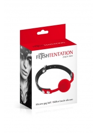 Красный кляп-шарик на черных ремешках - Fetish Tentation - купить с доставкой в Нижнекамске