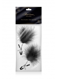 Зажимы на соски с черными пуховыми кисточками Sweet Caress Feather Nipple Clumps - Sweet Caress - купить с доставкой в Нижнекамске