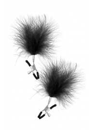 Зажимы на соски с черными пуховыми кисточками Sweet Caress Feather Nipple Clumps - Sweet Caress - купить с доставкой в Нижнекамске