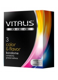 Цветные ароматизированные презервативы VITALIS PREMIUM color   flavor - 3 шт. - Vitalis - купить с доставкой в Нижнекамске