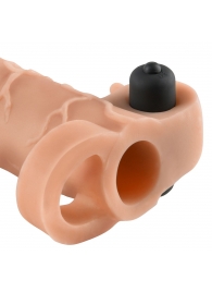 Телесная вибронасадка с кольцом Vibrating Real Feel 2 Extension - 16 см. - Pipedream - в Нижнекамске купить с доставкой