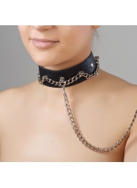 Чёрный ошейник из натуральной кожи - Sitabella - купить с доставкой в Нижнекамске