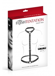 Черная упряжь на тело с шипами на ошейнике - Fetish Tentation - купить с доставкой в Нижнекамске