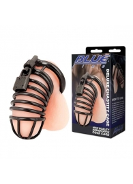 Черная металлическая клетка с замком Deluxe Chastity Cage - BlueLine - купить с доставкой в Нижнекамске