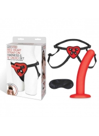 Красный поясной фаллоимитатор Red Heart Strap on Harness   5in Dildo Set - 12,25 см. - Lux Fetish - купить с доставкой в Нижнекамске