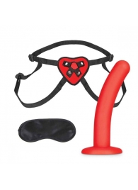 Красный поясной фаллоимитатор Red Heart Strap on Harness   5in Dildo Set - 12,25 см. - Lux Fetish - купить с доставкой в Нижнекамске