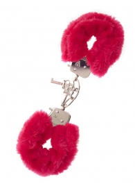 Металлические наручники с красной меховой опушкой METAL HANDCUFF WITH PLUSH RED - Dream Toys - купить с доставкой в Нижнекамске