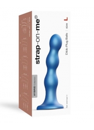 Голубая насадка Strap-On-Me Dildo Plug Balls size L - Strap-on-me - купить с доставкой в Нижнекамске
