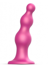 Розовая насадка Strap-On-Me Dildo Plug Beads size S - Strap-on-me - купить с доставкой в Нижнекамске