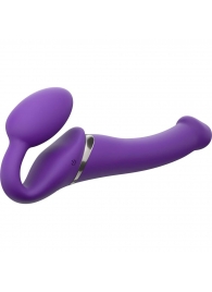 Фиолетовый безремневой вибрострапон Vibrating Bendable Strap-On - size L - Strap-on-me - купить с доставкой в Нижнекамске
