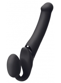 Черный безремневой вибрострапон Silicone Bendable Strap-On - size XL - Strap-on-me - купить с доставкой в Нижнекамске