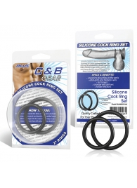 Набор из двух черных силиконовых колец разного диаметра SILICONE COCK RING SET - BlueLine - в Нижнекамске купить с доставкой