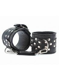 Чёрные кожаные оковы с клепками - БДСМ Арсенал - купить с доставкой в Нижнекамске