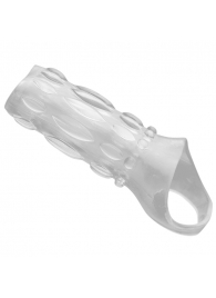 Насадка на пенис с кольцом для мошонки Clear Sensations Enhancer Sex Sleeve - 11,5 см. - XR Brands - в Нижнекамске купить с доставкой