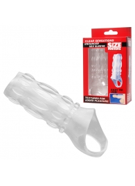 Насадка на пенис с кольцом для мошонки Clear Sensations Enhancer Sex Sleeve - 11,5 см. - XR Brands - в Нижнекамске купить с доставкой