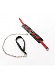 Черный ошейник с красным ремешком и поводком - Crazy Handmade - купить с доставкой в Нижнекамске