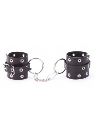 Черные кожаные наручники с люверсами - Crazy Handmade - купить с доставкой в Нижнекамске