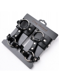 Черные наручники с креплением на кисть руки - Crazy Handmade - купить с доставкой в Нижнекамске