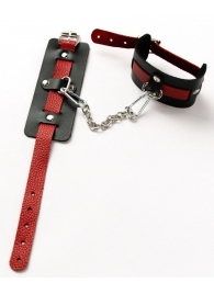 Черные оковы с красным декором и заклепками - Crazy Handmade - купить с доставкой в Нижнекамске