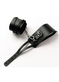 Черные кожаные оковы с креплением в виде веревочек - Crazy Handmade - купить с доставкой в Нижнекамске