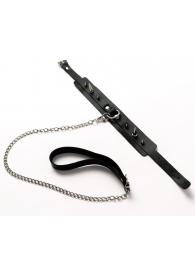 Черный ошейник с шипами и поводком - Crazy Handmade - купить с доставкой в Нижнекамске