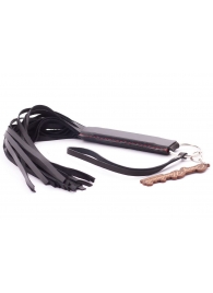 Черная кожаная плеть с удобной ручкой - 50 см. - Crazy Handmade - купить с доставкой в Нижнекамске