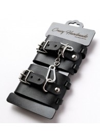 Черные кожаные наручники с ремешками - Crazy Handmade - купить с доставкой в Нижнекамске