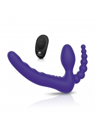Фиолетовый безремневой страпон с пультом ДУ 7’’ Remote Control Strapless - 24 см. - Pegasus - купить с доставкой в Нижнекамске