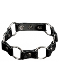 Кожаный черный ошейник с кольцами - Sitabella - купить с доставкой в Нижнекамске