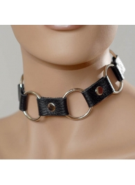 Кожаный черный ошейник с кольцами - Sitabella - купить с доставкой в Нижнекамске