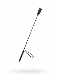 Чёрный стек с кожаной ручкой - 58 см. - Sitabella - купить с доставкой в Нижнекамске